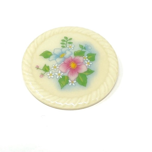 Avon Jewelry - Vintage Avon Round Floral Brooch Pin Ceramic/Porcelain